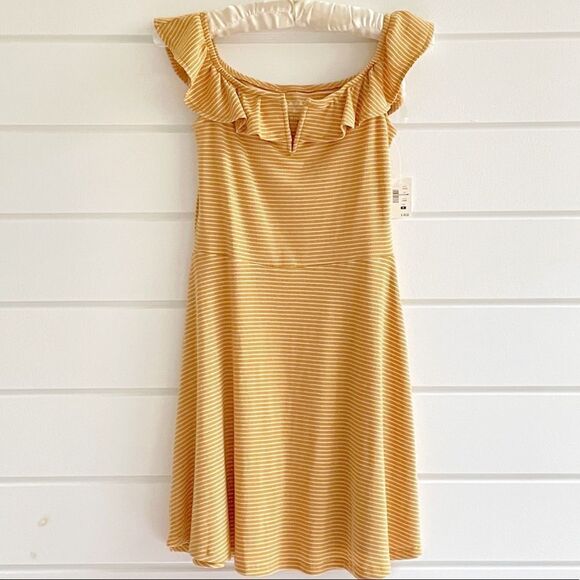 Aeropostale Striped Off-The-Shoulder V-Wire Fit & Flare Dress New With Tags - Picture 1 of 8